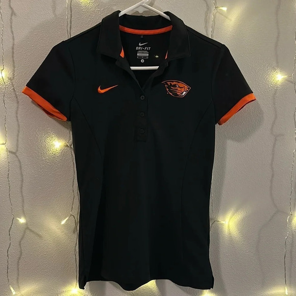 OSU Nike Dri Fit Fitted Button Down Polo 🧡🖤🦫​​​ - Picture 1 of 2